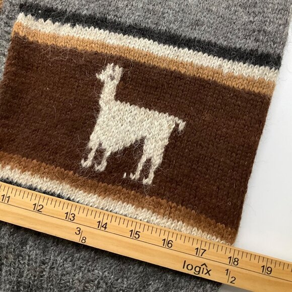 VTG Medium Handmade Peru Alpaca Wool Sweater Vest Llama Snowflake Ethnic Boho - Picture 8 of 10